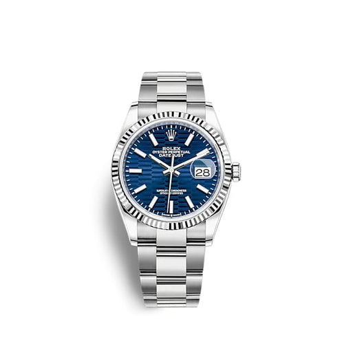 Rolex Datejust 36mm – Ref: 126234-0050 – Blue Fluted Motif Dial Stainless Steel Oyster Bracelet Watch